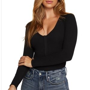 NWT Good American The Feel Good Henley Bodysuit